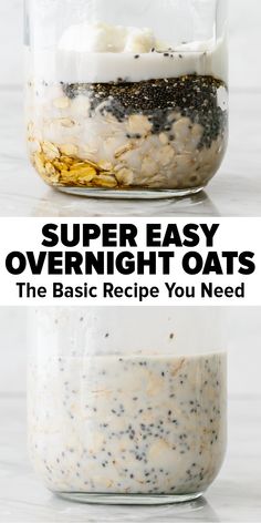 Overnight oats in a jar Overnight Oats Chia Seeds Recipe, Chia And Oatmeal Overnight Oats, Chia And Overnight Oats, Ground Flax Seed Overnight Oats, Overnight Oats With Chia Seeds And Yogurt, Over Night Oats Base Recipe, Rolled Overnight Oats Chia Seeds, Overnight Oats With Chia Seeds And Greek Yogurt, Overnight Oats Small Jar