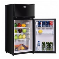 an open refrigerator with its door wide open