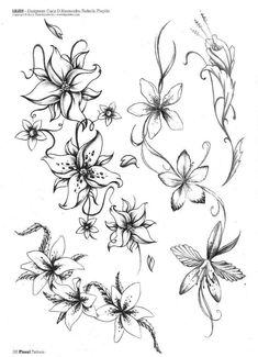 some flowers and butterflies are drawn in pencil on white paper with the words,'i love