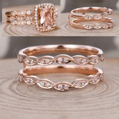 three different types of wedding rings on top of each other