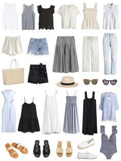 Summer 23 Capsule Wardrobe, Vacation Outfits Capsule, Classy Summer Capsule Wardrobe, Capsule Wardrobe Cool Summer, Summer In Australia Outfit, Cottage Core Summer Outfits Casual, Cute Outfits For A Cruise, Mexico Capsule Wardrobe, Fashion Trends 2024 Spring Summer Women Dresses