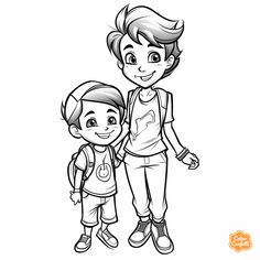 illustration of Mom and son time to color Mom And Son, Beautiful Memories, Love Craft