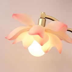 a light fixture with pink flowers on it