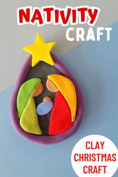 a clay christmas ornament with nativity craft on it