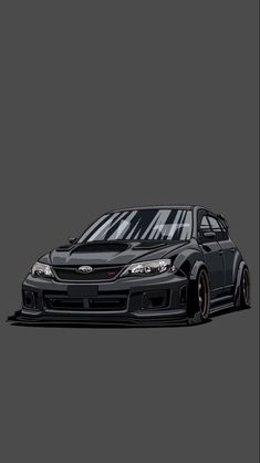 the front end of a black car on a gray background