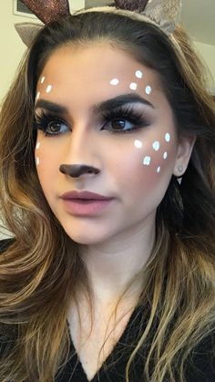 Deer Halloween Makeup, Deer Makeup Tutorial, Deer Halloween Costumes, Carnaval Make-up, Christmas Party Makeup, Halloween Make-up Looks