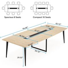 an image of a table with measurements for the top and side sections to fit in