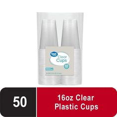 clear plastic cups are on sale for $ 50