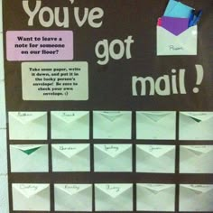 a bulletin board with many different things on it that say you've got mail