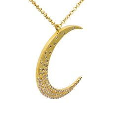 14KY 0.23ct Diamond Pendant With Chain Gold Moon Necklace, Pendant With Chain, Gold Moon, Moon Necklace, Diamond Gemstone, Gold Material, Gemstone Colors, Diamond Pendant, Jewelry Sales