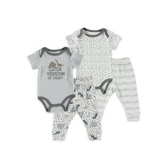 The Cutie Pie Baby Infant Boy 4PC Jogger Set is designed for comfort and style. This adorable set includes two bodysuits and two pull-on pants, perfect for your little one from newborn to 9 months. The bodysuits feature a lap shoulder design and convenient snap closures for easy dressing and diaper changes. Ideal for everyday wear, this jogger set provides a cozy and cute outfit option for your baby boy. Size: size.  Color: Brown.  Gender: male. Walmart Baby, Baby Shower Gifts For Boys, Jogger Set, Reborn Dolls, Cutie Pie, Baby Gear, Shower Gifts, Baby Boy Outfits