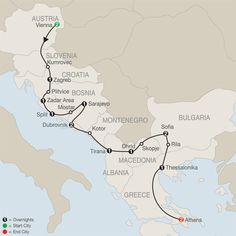 a map showing the route for croatia and italy