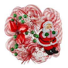 a christmas decoration with santa clause and candy canes