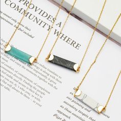 Beautiful Horizontal Bar Stone Necklace. Made Of Alloy, Base Metal And Natural Stone. Size: 16" + 3" Extender Pendant: .3" X 1.25" Bar Necklace, Base Metal, Stone Necklace, Jewelry Ideas, Natural Stone, Natural Stones, Arrow Necklace, Size 16, Women Accessories