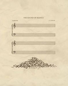 an old sheet music paper with the words sound of silence written in black on it