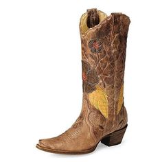 Corral Women's Daisy Overlay Snip Toe Cowgirl Boot - A2048 Western Brown Bridle Leather Boots, Corral Shoe Boots, Brown Knee-high Boots With Snip Toe For Western-themed Events, Snip Toe Cowgirl Boots, Womens Western Boots Yeehawcowboy.com, Corral Boots Womens, Vintage Cowboy Boots, Corral Boots, Comfort Wear