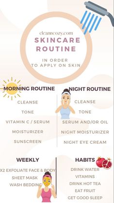 Weekly Skin Care Routine, Clear Skin Face, Skin Care Routine Order, Pampering Routine, Clear Healthy Skin, Clear Skin Tips, Perfect Skin Care Routine, Facial Skin Care Routine, Beauty Tips For Skin