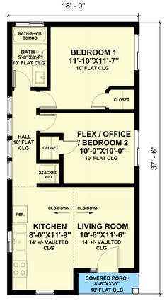 the floor plan for a two bedroom apartment with an attached kitchen and living room area