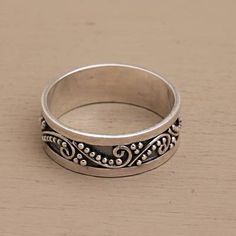 Sterling Silver Band Ring with Dot and Wire Motifs - Punctuation Marks | NOVICA Paw Print Jewelry, Ribbon Jewelry, Fair Trade Jewelry, Punctuation Marks, Printed Jewelry, Sterling Silver Rings Bands, Pretty Jewelry, Silver Band Ring, Punctuation