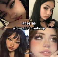 #aries #zodiac #makeup #alternative #alternativemakeup Aries Makeup Aesthetic, Aries Venus Makeup, Aries Rising Makeup, Aries Animal, Zodiac Makeup, Aries Girl, Straight Eyebrows