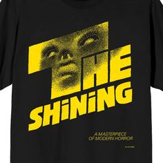 Experience the iconic horror of The Shining with this men's black crew neck short sleeve t-shirt. The shirt showcases chilling poster art featuring a scary face above bold yellow letters spelling out the film's logo. Crafted from comfortable cotton, this t-shirt offers both style and comfort. Easy to maintain, it can be machine washed on cold with like colors and tumble dried on low heat. Elevate your wardrobe with this officially licensed piece that captures the essence of the classic film. The Shining Poster, Close Up Faces, Film Logo, Classic Poster, Iconic Artwork, Incentive Programs, Film Making, Scary Faces, Black Graphic Tees