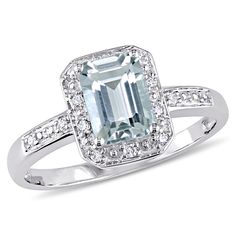 Free 2-day shipping. Buy Tangelo Tangelo 1 Carat T.G.W. Emerald-Cut Aquamarine and Diamond-Accent 10kt White Gold Halo Cocktail Ring at Walmart.com Vintage Halo Ring, Vintage Halo, Evening Outfit, Diamond Fashion Rings, Black Diamond Ring, Rings Engagement, Gold Halo, Aquamarine Rings, White Gold Engagement