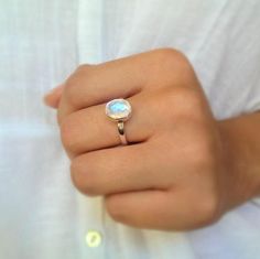 Sterling silver moonstone ring blue stone ring gemstone | Etsy Bohemian Opal Birthstone Promise Ring, Bohemian Opal Promise Ring As Birthstone, Bohemian Opal Promise Ring With Birthstone, Bohemian Opal Promise Ring, Silver Opal Dainty Rings, Minimalist Sterling Silver Cabochon Moonstone Ring, Dainty Silver Opal Rings, Dainty Opal Silver Rings, White Moonstone Cabochon Promise Ring