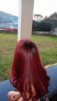 Burgundy Hair Medium Length, Red With Blonde Hair, Maroon Red Hair, Cutest Hairstyles, Dyeing Hair, December Hair, Cherry Red Hair