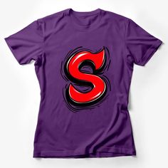 Bold Red and Black S Letter Graphic T-Shirt, Artistic Alphabet Design Tee, Unisex Casual Wear Female T-Shirt Custom graphic T-Shirt.Customize your color Red Graphic Tee With Graffiti Print, Red Graffiti Print Crew Neck Tops, Red Crew Neck Tops With Graffiti Print, Red Cotton T-shirt With Graffiti Print, Red Crew Neck Top With Graphic Design, Red Crew Neck T-shirt With Sublimation Print, Artistic Letter Print Crew Neck T-shirt, Artistic Crew Neck T-shirt With Letter Print, Red Graphic Design Crew Neck T-shirt