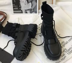 Shoes Platform Boots, Socks Boots, Gothic Shoes, Sock Boots, Nike Tennis, Estilo Punk, White Shoes Women, Womens Mid Calf Boots, Genuine Leather Shoes