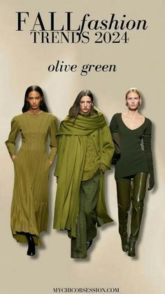 Olive Fall Outfits, Trend Autumn 2024, Hunter Green Top Outfit, Fall 24 Runway, Olive Green Winter Outfits, Trend Color 2024 Fashion, Fall Color Clothes, Fashion Trends Fall 2024/2025, Top Fashion Trends 2024