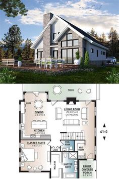 the floor plan for this modern house is very small and has lots of space to put in