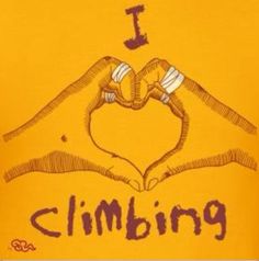 two hands making a heart shape with the words climbing written on it