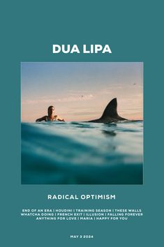 a man swimming in the ocean with a shark behind him and text that reads radical optism