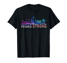 vegas strong t - shirt with the las skyline in rainbow colors