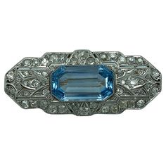 Check out this item from 1stdibs! 1920s Art Deco diamond and aquamarine brooch: https://www.1stdibs.com/id-j_20667852 1920s Art, 1920s Art Deco, Art Deco Diamond, Art Deco Jewelry, Emerald Cut, Beautiful Things, Aquamarine, Jewelry Art, Antique Jewelry