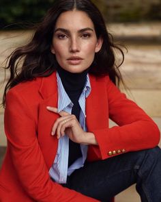 Preppy Mode, Ralph Lauren Fall, Blue Outfits, Ralph Lauren Blazer, Denim Outfits, Campaign Fashion, Lily Aldridge, Style Basics, Ralph Lauren Style