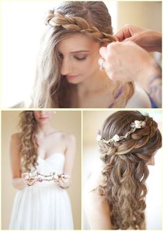 Beautiful step-by-step tutorial plaited hairstyle, decorated with flower head piece. Female Hairstyles, Plaits Hairstyles, Braided Hairstyle, Fancy Hairstyles, Different Hairstyles, Clip In Hair Extensions, Bridesmaid Hair