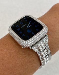 Silver Apple Watch Band Crystals Baguettes 38mm-49mm Ultra & or Apple Watch Cover Lab Diamond Bezel Apple Watch Case Iwatch Candy Apple Watch New, Silver Apple Watch Band, Silver Apple Watch, Apple Watch Cover, Silver Apple, Apple Watch Sizes, Ceramic Watch, Slim Style, Apple Watch Case