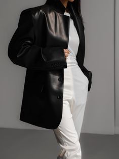 A classic oversized leather style blazer with three button closure and faux pocket detail. Extra long length blazer. Great to dress up or down. Made from 100% quality PU. Model is in MINUSEY ONE SIZE. ✔️ Free worldwide express shipping over $100✔️ Loved by 6,500+ customers✔️ Limited edition collections, maximum style⠀⠀⠀⠀⠀⠀⠀⠀⠀Stay ahead of the trend with can’t-find-anywhere-else staples. Your closet will thank you 💕 * MINUSEY ONE SIZE = EU 34-36, US 2-6* 100% PU Leather* Dry clean* Made in Korea - Model Height: 172cm/5'7" (US 2, EU 34) Fits Inspiration, Balloon Sleeve Blouse, Extra Long, Blazer Buttons, Long Length, Pocket Detail, Leather Fashion, Leather Skirt, Sleeve Blouse