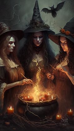 J'ai créé cette image avec l'intelligence artificielle (Midjourney). #sorcière #witches #witchcraft #art #aesthetic #sghorizons #magie #halloween Witch Magic Art, Witch Art Aesthetic, Witch Fantasy Art, Halloween Witch Art, Witchcraft Art, Witch Wallpaper, Autumn Witch, Witch Pictures, Three Witches