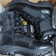 Belleville Tactical Research Black Leather 13 Men's Wide New In Box Box Shows A Little Wear But Boots Are Brand New Black Military Combat Boots With Round Toe, Black Leather Techwear Combat Boots, Military Boots With Reinforced Toe In Black, Military Black Boots With Reinforced Toe, Black Tactical Work Boots With Round Toe, Black Leather Impact Resistant Combat Boots, Black Techwear Work Boots With Round Toe, Black Military Combat Boots With Reinforced Toe, Wear-resistant Black Combat Boots