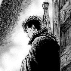 a drawing of a man with an evil look on his face looking at something in the distance