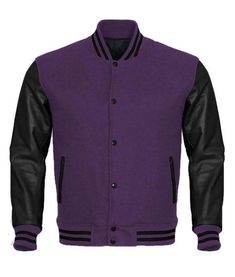 Highschool Baseball, Custom Varsity Jackets, Men Winter Jacket, Varsity Letterman Jackets, College Baseball, Varsity Jacket Men, Leather Sleeves, Purple Jacket, Letterman Jacket