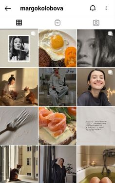 an iphone photo collage with photos and words on it, including eggs, oranges,