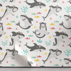 the wrapping paper has an image of sea animals on it