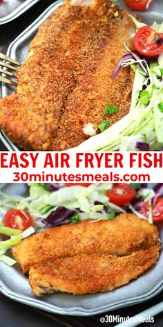 easy air fryer fish recipe with tomatoes and lettuce