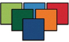 six different colored squares are shown in this image