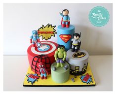 a birthday cake made to look like the characters from the avengers and captain america movie