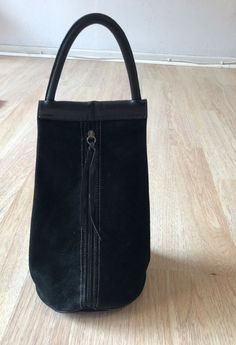 Vintage Ellington Black Suede and Leather Handbag - Etsy Black Suede Bag For Formal Occasions, Black Leather Bag With Suede Lining, Black Suede Travel Bag, Black Suede Shoulder Bag For Travel, Black Suede Shoulder Bag, Black Suede Bags For Daily Use, Top Handle Bags, Leather Handbag, Black Suede